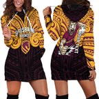 Custom Brisbane Broncos Hoodie Dress Horse Warrior Polynesia Islander Rugby Mascot