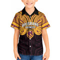 Custom Brisbane Broncos Kid Hawaiian Shirt Horse Warrior Polynesia Islander Rugby Mascot