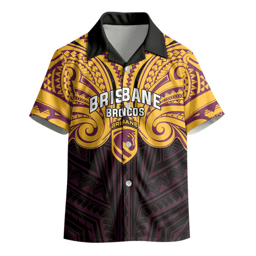 Custom Brisbane Broncos Kid Hawaiian Shirt Horse Warrior Polynesia Islander Rugby Mascot