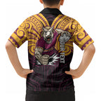 Custom Brisbane Broncos Kid Hawaiian Shirt Horse Warrior Polynesia Islander Rugby Mascot