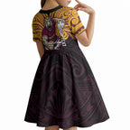 Custom Brisbane Broncos Kid Short Sleeve Dress Horse Warrior Polynesia Islander Rugby Mascot