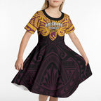 Custom Brisbane Broncos Kid Short Sleeve Dress Horse Warrior Polynesia Islander Rugby Mascot