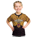 Custom Brisbane Broncos Kid T Shirt Horse Warrior Polynesia Islander Rugby Mascot
