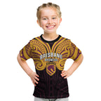 Custom Brisbane Broncos Kid T Shirt Horse Warrior Polynesia Islander Rugby Mascot