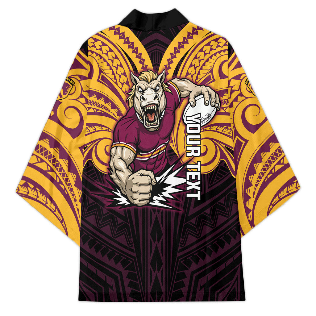 Custom Brisbane Broncos Kimono Horse Warrior Polynesia Islander Rugby Mascot