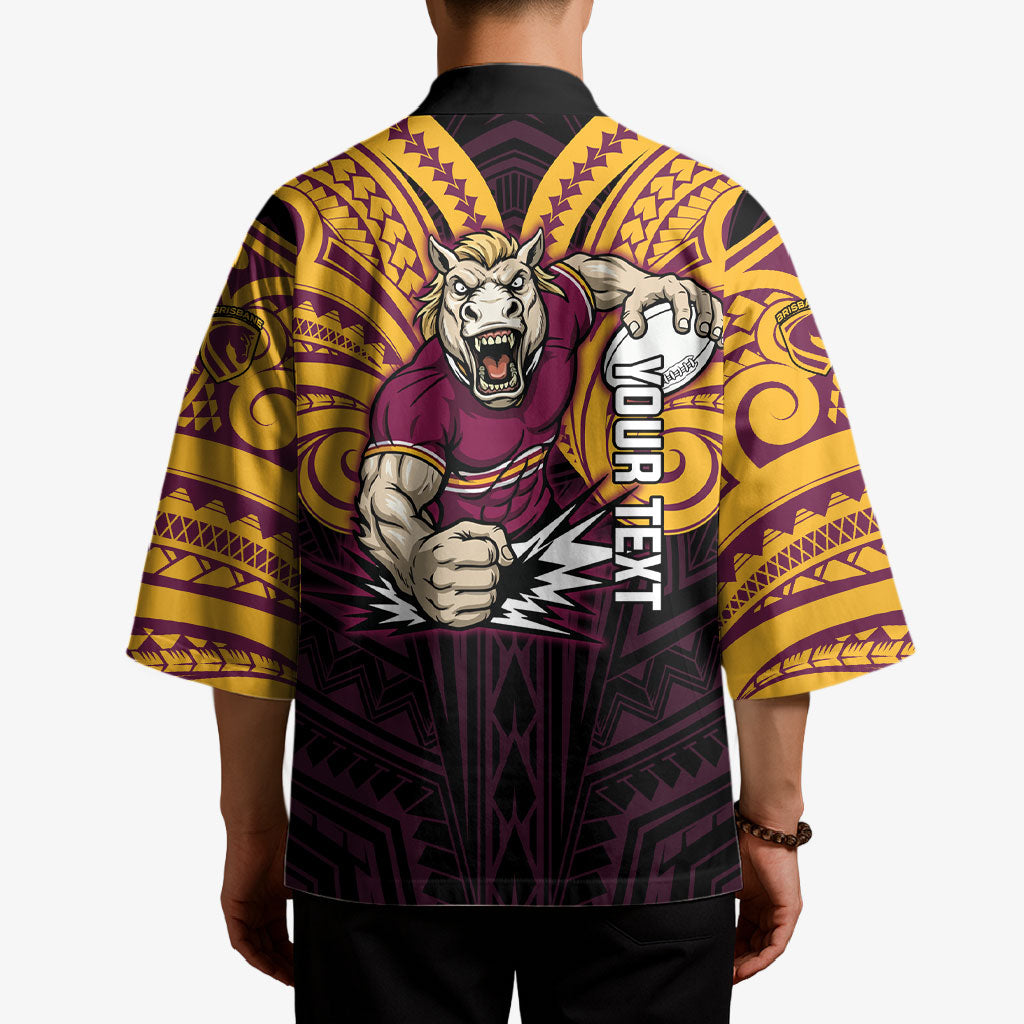 Custom Brisbane Broncos Kimono Horse Warrior Polynesia Islander Rugby Mascot