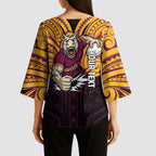Custom Brisbane Broncos Kimono Sleeve Blouse Horse Warrior Polynesia Islander Rugby Mascot