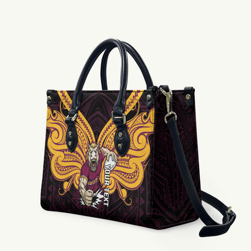 Custom Brisbane Broncos Leather Bag Horse Warrior Polynesia Islander Rugby Mascot