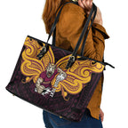 Custom Brisbane Broncos Leather Tote Bag Horse Warrior Polynesia Islander Rugby Mascot