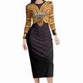 Custom Brisbane Broncos Long Sleeve Bodycon Dress Horse Warrior Polynesia Islander Rugby Mascot