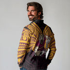 Custom Brisbane Broncos Long Sleeve Polo Shirt Horse Warrior Polynesia Islander Rugby Mascot