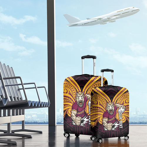 Custom Brisbane Broncos Luggage Cover Horse Warrior Polynesia Islander Rugby Mascot