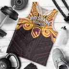 Custom Brisbane Broncos Men Tank Top Horse Warrior Polynesia Islander Rugby Mascot