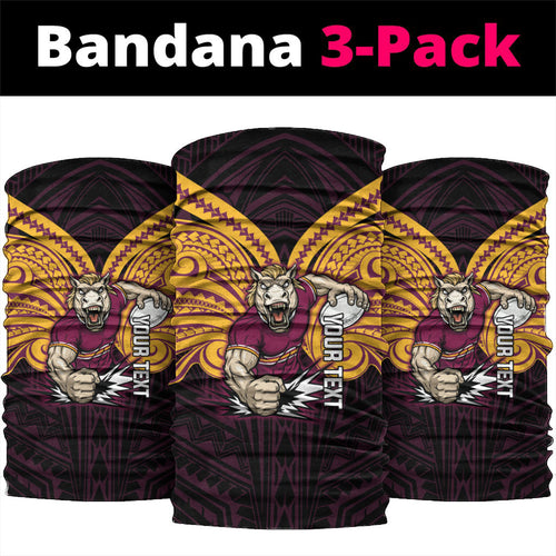 Custom Brisbane Broncos Neck Gaiter Horse Warrior Polynesia Islander Rugby Mascot