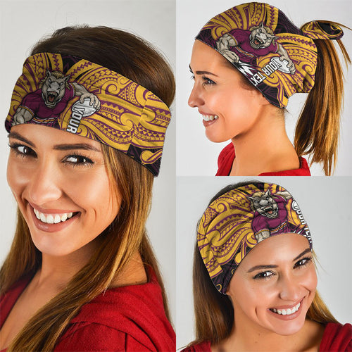 Custom Brisbane Broncos Neck Gaiter Horse Warrior Polynesia Islander Rugby Mascot