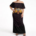 Custom Brisbane Broncos Off Shoulder Maxi Dress Horse Warrior Polynesia Islander Rugby Mascot