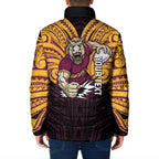 Custom Brisbane Broncos Padded Jacket Horse Warrior Polynesia Islander Rugby Mascot