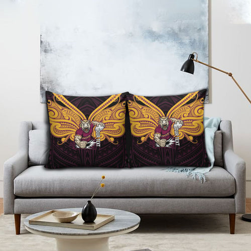 Custom Brisbane Broncos Pillow Cover Horse Warrior Polynesia Islander Rugby Mascot