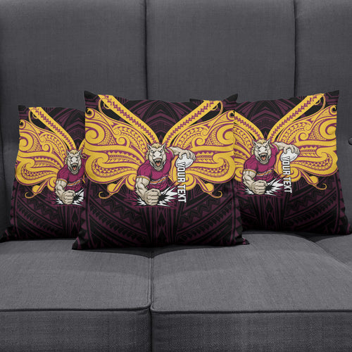 Custom Brisbane Broncos Pillow Cover Horse Warrior Polynesia Islander Rugby Mascot
