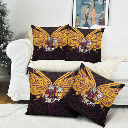 Custom Brisbane Broncos Pillow Cover Horse Warrior Polynesia Islander Rugby Mascot