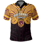 Custom Brisbane Broncos Polo Shirt Horse Warrior Polynesia Islander Rugby Mascot