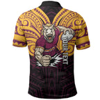 Custom Brisbane Broncos Polo Shirt Horse Warrior Polynesia Islander Rugby Mascot