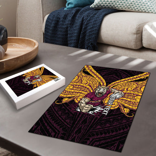 Custom Brisbane Broncos Puzzle Horse Warrior Polynesia Islander Rugby Mascot