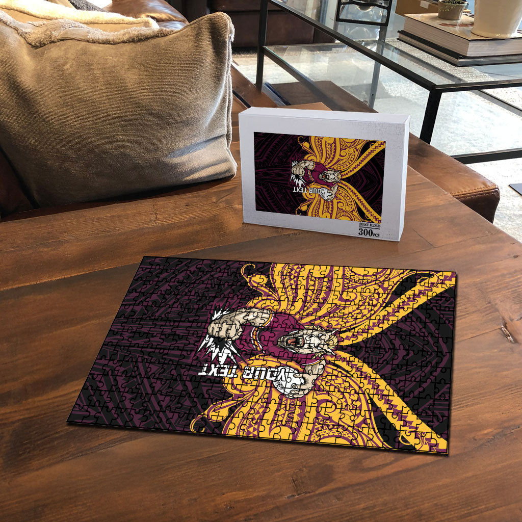 Custom Brisbane Broncos Puzzle Horse Warrior Polynesia Islander Rugby Mascot