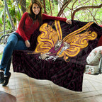 Custom Brisbane Broncos Quilt Horse Warrior Polynesia Islander Rugby Mascot