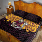 Custom Brisbane Broncos Quilt Bed Set Horse Warrior Polynesia Islander Rugby Mascot