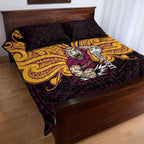 Custom Brisbane Broncos Quilt Bed Set Horse Warrior Polynesia Islander Rugby Mascot