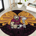 Custom Brisbane Broncos Round Carpet Horse Warrior Polynesia Islander Rugby Mascot