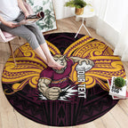Custom Brisbane Broncos Round Carpet Horse Warrior Polynesia Islander Rugby Mascot