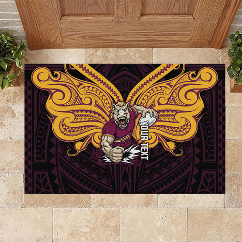 Custom Brisbane Broncos Rubber Doormat Horse Warrior Polynesia Islander Rugby Mascot