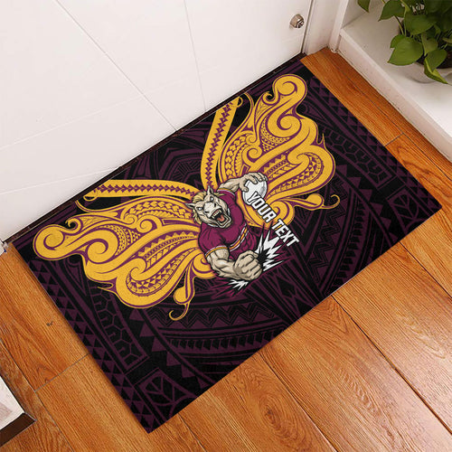 Custom Brisbane Broncos Rubber Doormat Horse Warrior Polynesia Islander Rugby Mascot