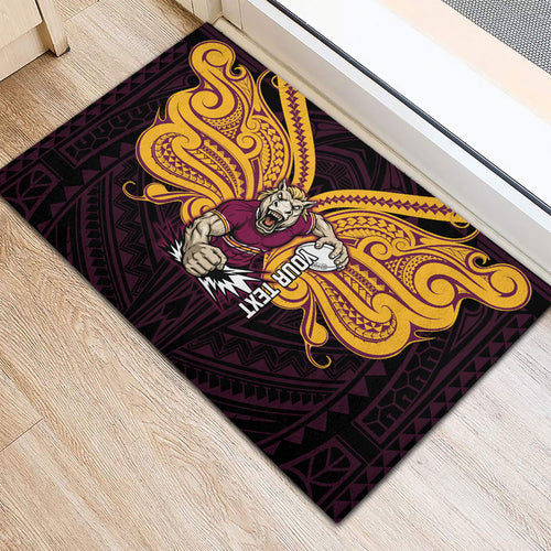 Custom Brisbane Broncos Rubber Doormat Horse Warrior Polynesia Islander Rugby Mascot