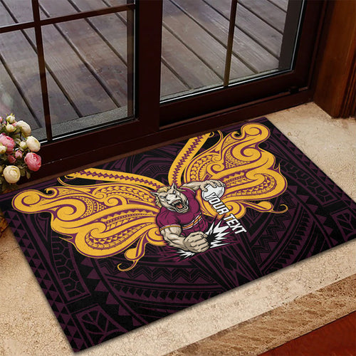 Custom Brisbane Broncos Rubber Doormat Horse Warrior Polynesia Islander Rugby Mascot