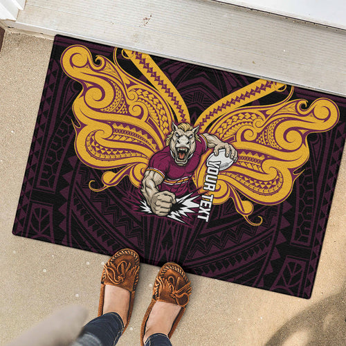 Custom Brisbane Broncos Rubber Doormat Horse Warrior Polynesia Islander Rugby Mascot