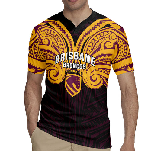 Custom Brisbane Broncos Rugby Jersey Horse Warrior Polynesia Islander Rugby Mascot