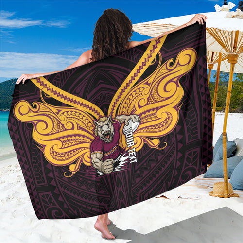 Custom Brisbane Broncos Sarong Horse Warrior Polynesia Islander Rugby Mascot