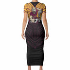 Custom Brisbane Broncos Short Sleeve Bodycon Dress Horse Warrior Polynesia Islander Rugby Mascot