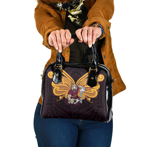 Custom Brisbane Broncos Shoulder Handbag Horse Warrior Polynesia Islander Rugby Mascot