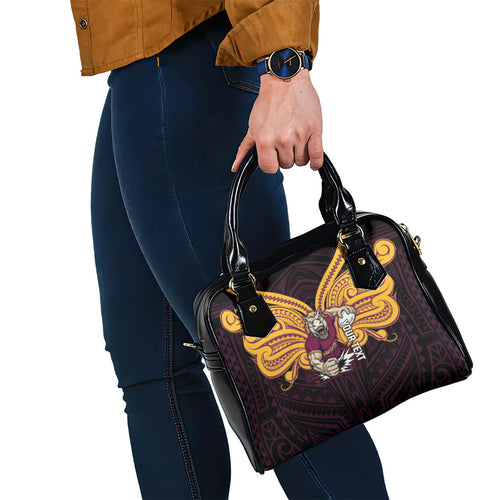 Custom Brisbane Broncos Shoulder Handbag Horse Warrior Polynesia Islander Rugby Mascot