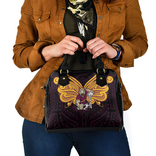 Custom Brisbane Broncos Shoulder Handbag Horse Warrior Polynesia Islander Rugby Mascot