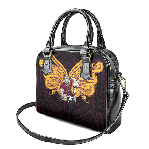 Custom Brisbane Broncos Shoulder Handbag Horse Warrior Polynesia Islander Rugby Mascot