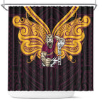 Custom Brisbane Broncos Shower Curtain Horse Warrior Polynesia Islander Rugby Mascot