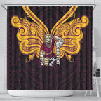 Custom Brisbane Broncos Shower Curtain Horse Warrior Polynesia Islander Rugby Mascot