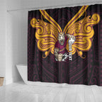 Custom Brisbane Broncos Shower Curtain Horse Warrior Polynesia Islander Rugby Mascot
