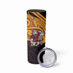 Custom Brisbane Broncos Skinny Tumbler Horse Warrior Polynesia Islander Rugby Mascot