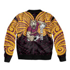 Custom Brisbane Broncos Sleeve Zip Bomber Jacket Horse Warrior Polynesia Islander Rugby Mascot